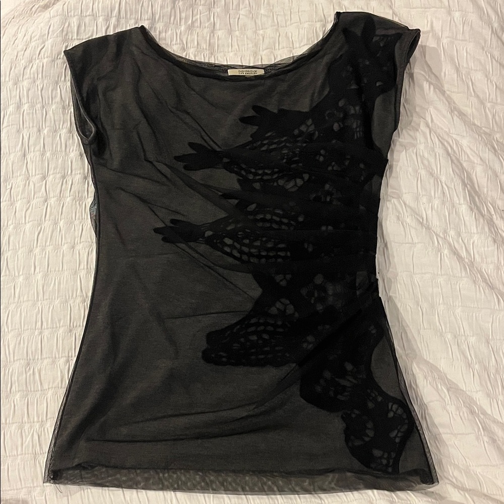 Bordeaux Black and Gray Lace Blouse